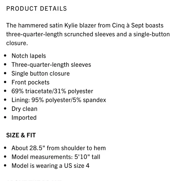 New Cinq a Sept Kylie satin blazer - Picture 13 of 13